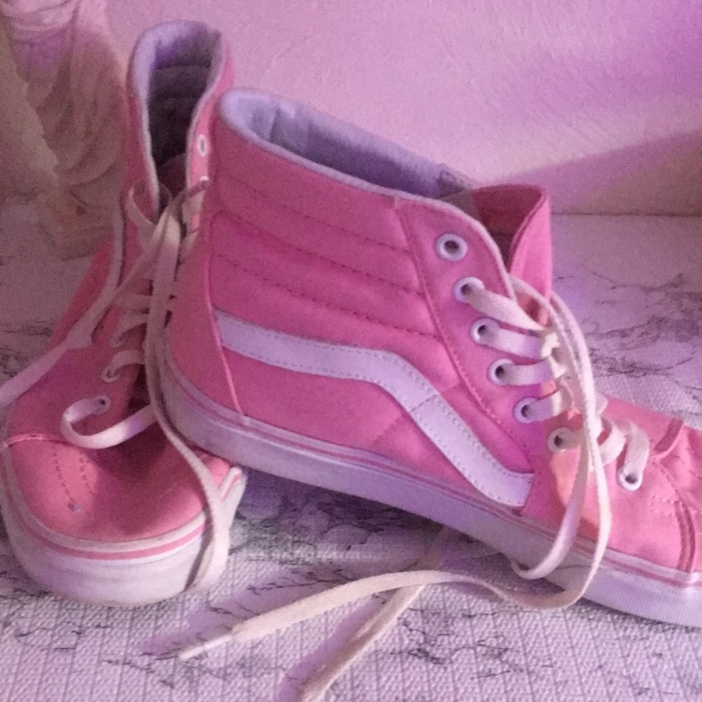 pink high top old school vans